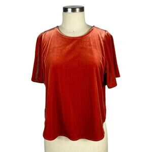 MADEWELL Velvet Butter Fly Cropped Top Butterfly‎ Rust Orange Red Women's Size S